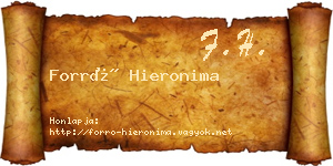 Forró Hieronima névjegykártya
